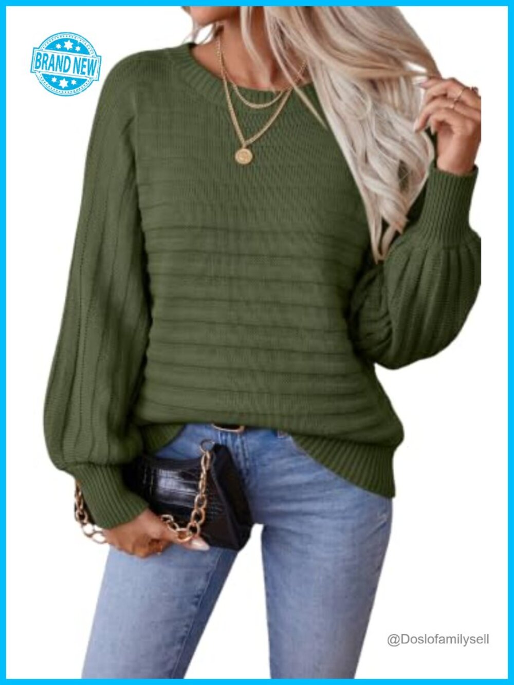 Boat Neck Batwing Sleeve Textured Knit Pullover Sweater Loose Fit Casual